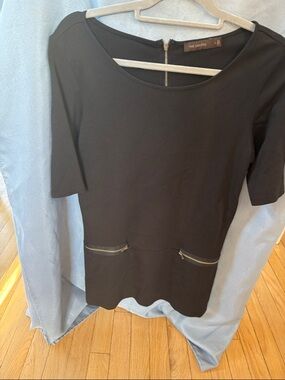 The Limited Black Short-Sleeve Ponte Peplum Top with Zip Pockets